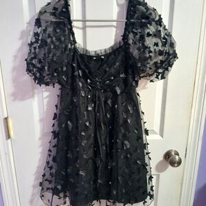 Black Fairycore Butterfly Babydoll Dress